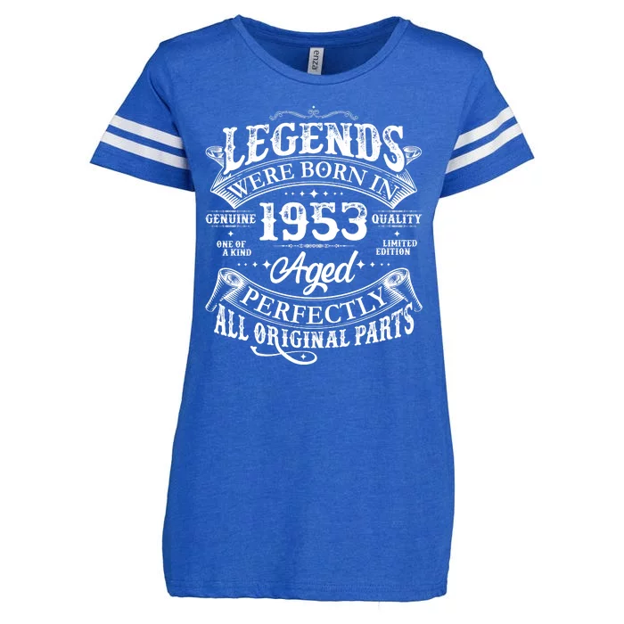 Vintage Scroll Legends Were Born In 1953 Aged Perfectly 70th Birthday Enza Ladies Jersey Football T-Shirt