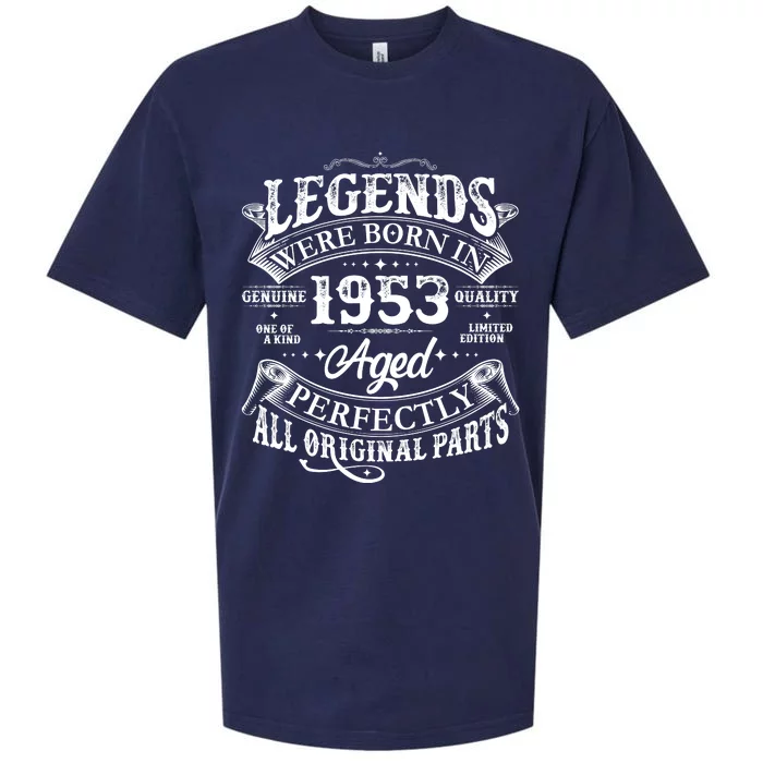 Vintage Scroll Legends Were Born In 1953 Aged Perfectly 70th Birthday Sueded Cloud Jersey T-Shirt