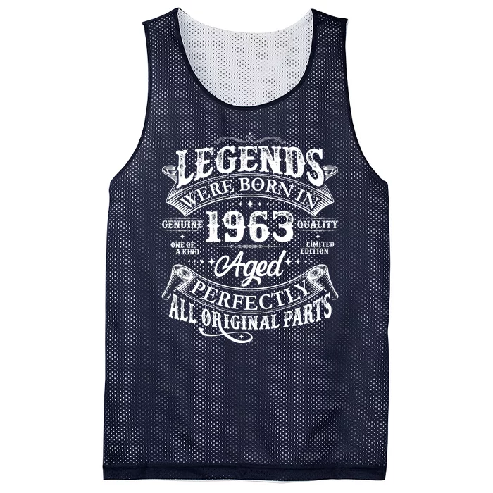 Vintage Scroll Legends Were Born In 1963 Aged Perfectly 60th Birthday Mesh Reversible Basketball Jersey Tank