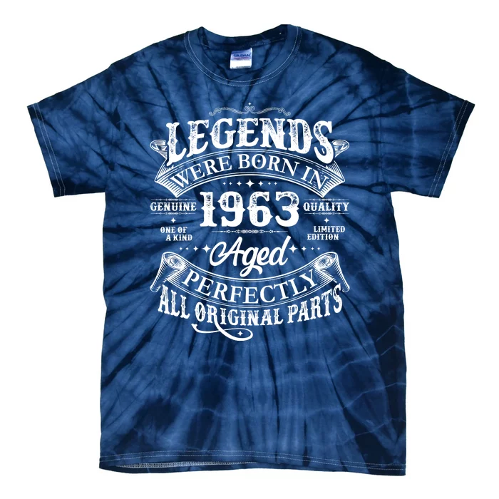 Vintage Scroll Legends Were Born In 1963 Aged Perfectly 60th Birthday Tie-Dye T-Shirt