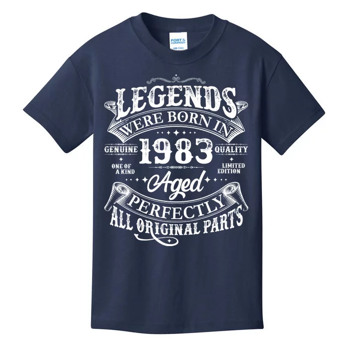 Vintage Scroll Legends Were Born In 1983 Aged Perfectly 40th Birthday Kids T-Shirt