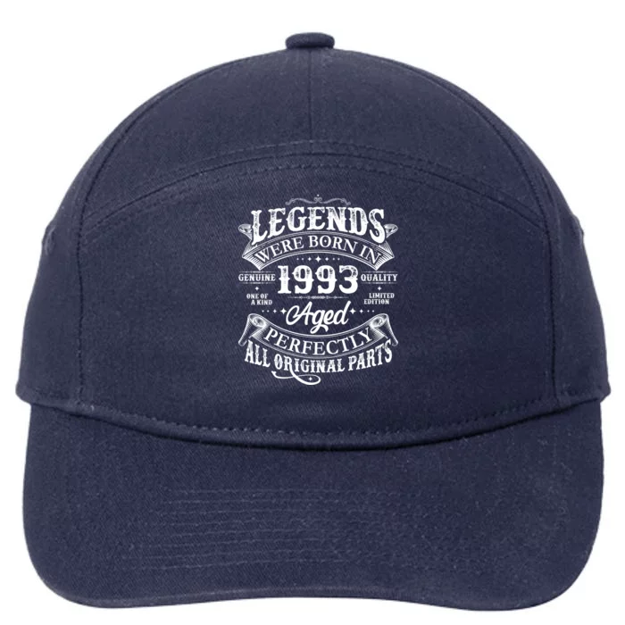 Vintage Scroll Legends Were Born In 1993 Aged Perfectly 30th Birthday 7-Panel Snapback Hat