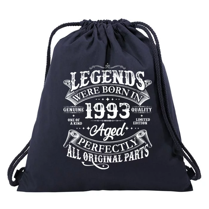 Vintage Scroll Legends Were Born In 1993 Aged Perfectly 30th Birthday Drawstring Bag