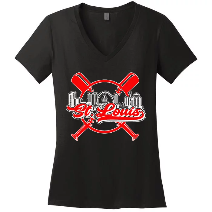 Vintage St Louis Baseball Women's V-Neck T-Shirt