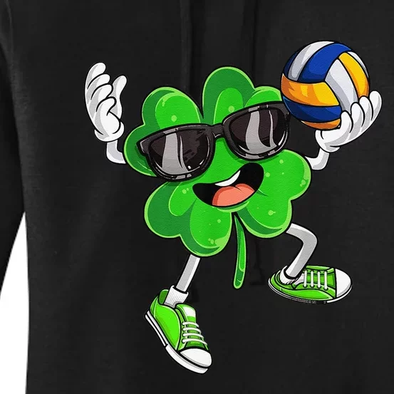 Volleyball Shamrock Lucky Clover Irish St Patrick's Day Women's Pullover Hoodie