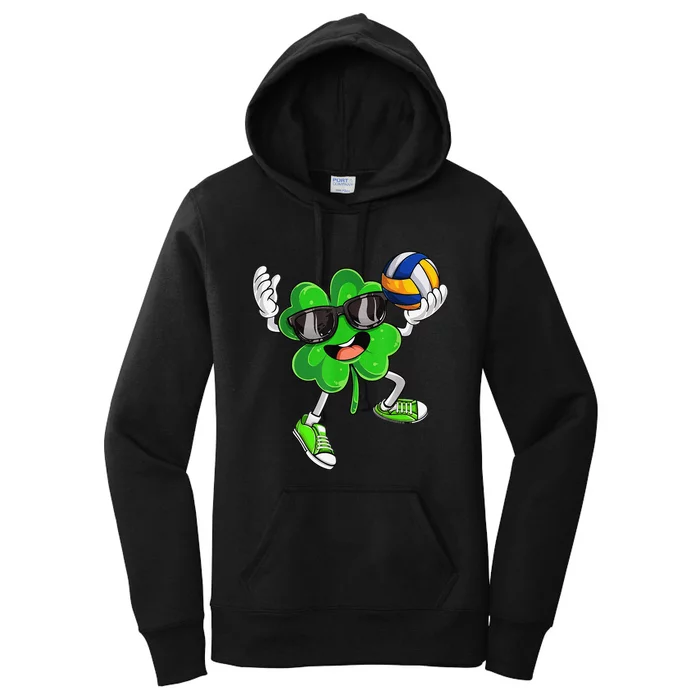 Volleyball Shamrock Lucky Clover Irish St Patrick's Day Women's Pullover Hoodie