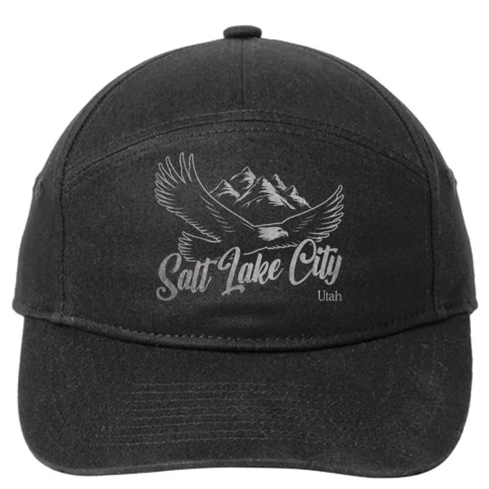 Vintage Salt Lake City Utah Mountains Hiking Outdoors 7-Panel Snapback Hat