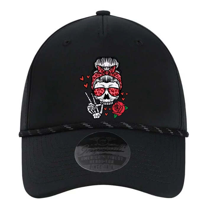 Valentines Skeleton Leopard Messy Bun Peace Funny Cool Gift Performance The Dyno Cap