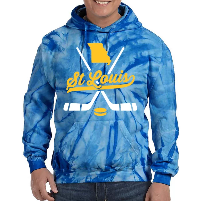 Vintage St Louis Ice Hockey Sticks Sports Team Fan Gift Tie Dye Hoodie