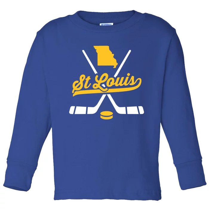 Vintage St Louis Ice Hockey Sticks Sports Team Fan Gift Toddler Long Sleeve Shirt