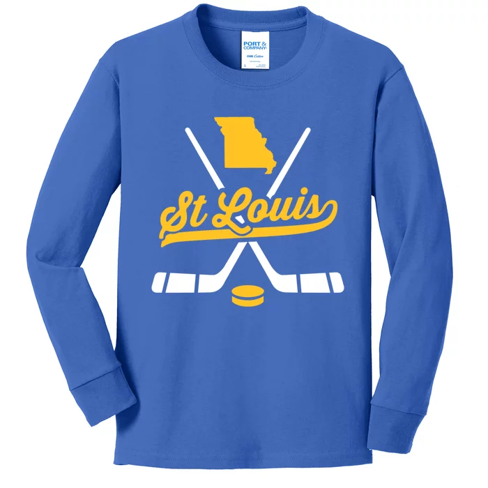 Vintage St Louis Ice Hockey Sticks Sports Team Fan Gift Kids Long Sleeve Shirt