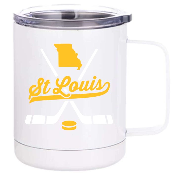 Vintage St Louis Ice Hockey Sticks Sports Team Fan Gift Front & Back 12oz Stainless Steel Tumbler Cup