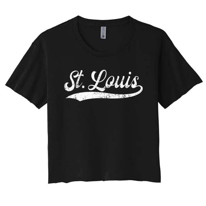 Vintage St Louis Missouri Distressed MO Apparel Women's Crop Top Tee