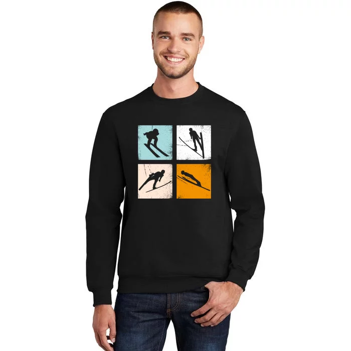 Vintage Skiing Lover Gift For Skiers Tall Sweatshirt