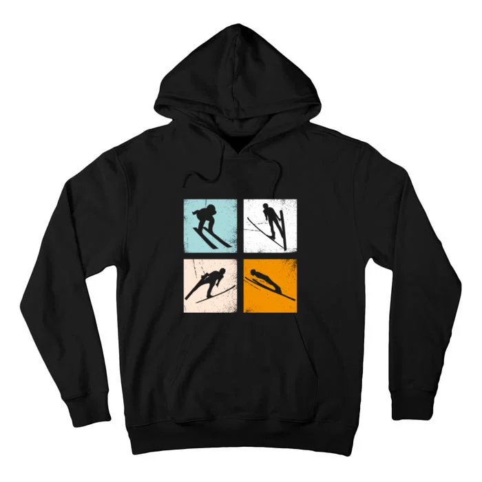 Vintage Skiing Lover Gift For Skiers Tall Hoodie