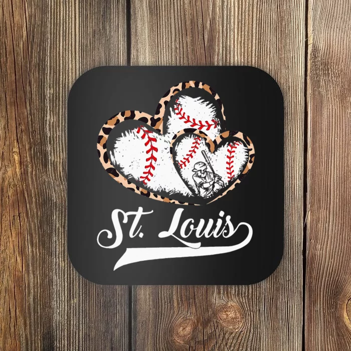 Vintage St Louis Baseball Leopard Heart Baseball Fans Coaster