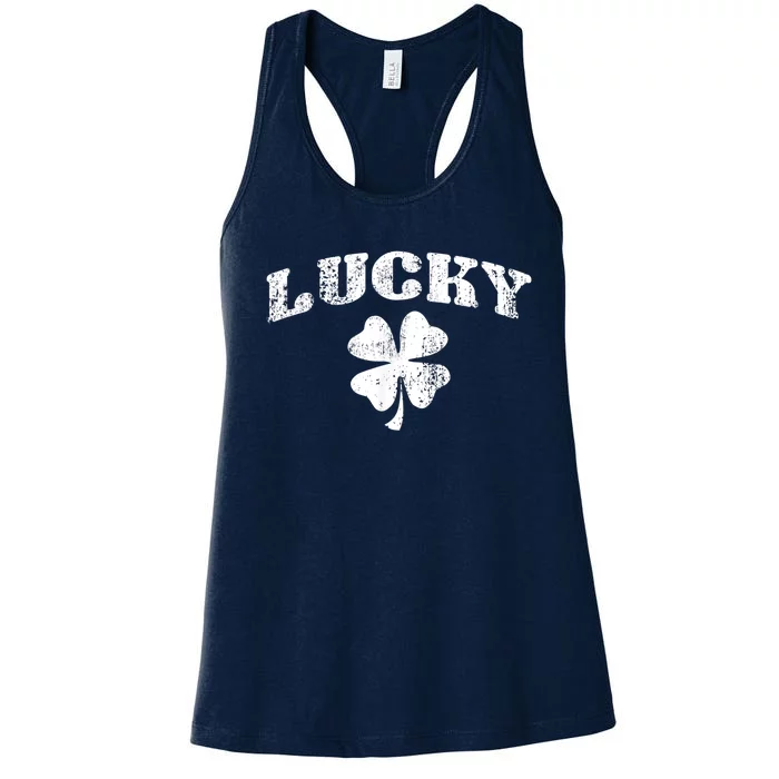 Vintage Style Lucky Clover St Patrick's Day Women's Racerback Tank