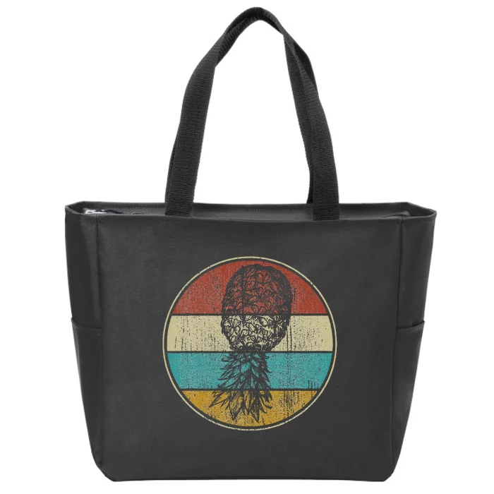 Vintage Swinger Lifestyle Retro Upside Down Pineapple Zip Tote Bag