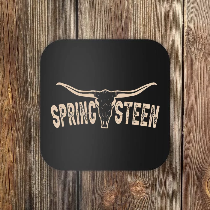 Vintage Springsteen Last Name Proud Retro Bullskull Coaster