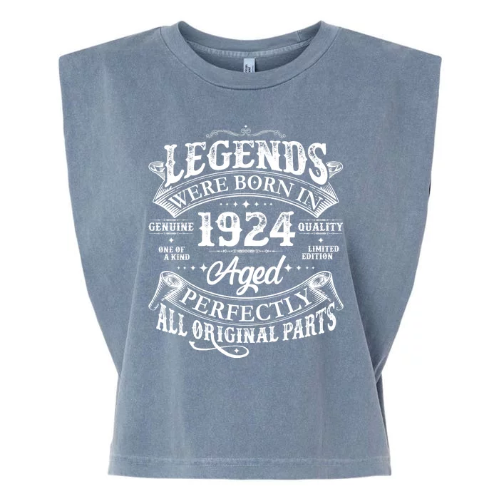 Vintage Scroll Legends Were Born In 1924 Aged Perfectly 100th Birthday Garment-Dyed Women's Muscle Tee