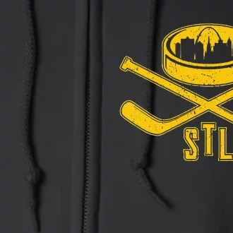 Vintage St. Louis Missouri Skyline Style Hockey Retro Full Zip Hoodie