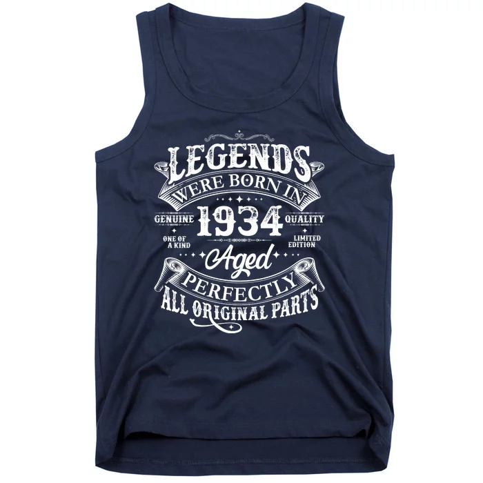 Vintage Scroll Legends Were Born In 1934 Aged Perfectly 90th Birthday Tank Top