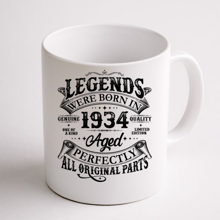 Vintage Scroll Legends Were Born In 1934 Aged Perfectly 90th Birthday Front & Back Coffee Mug