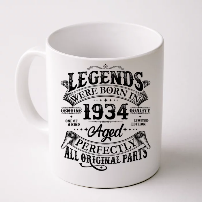 Vintage Scroll Legends Were Born In 1934 Aged Perfectly 90th Birthday Front & Back Coffee Mug