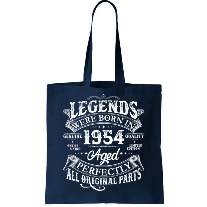 Vintage Scroll Legends Were Born In 1954 Aged Perfectly 70th Birthday Tote Bag