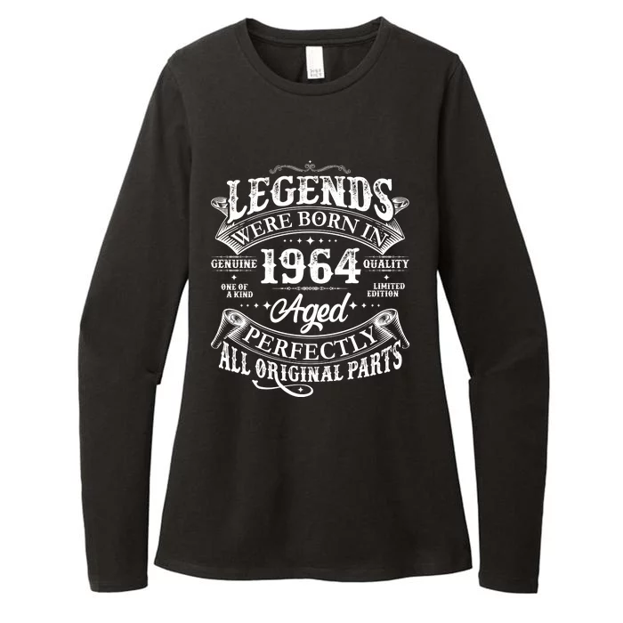 Vintage Scroll Legends Were Born In 1964 Aged Perfectly 60th Birthday Womens CVC Long Sleeve Shirt