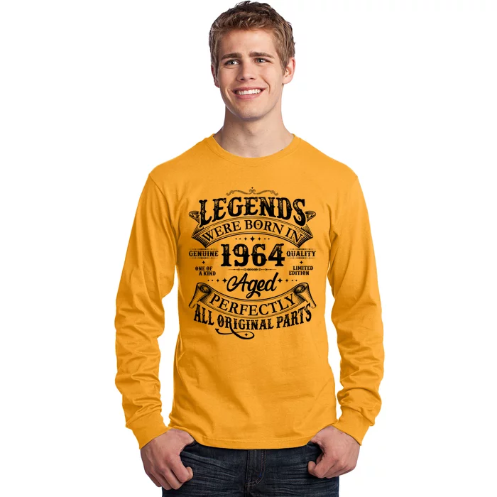 Vintage Scroll Legends Were Born In 1964 Aged Perfectly 60th Birthday Long Sleeve Shirt