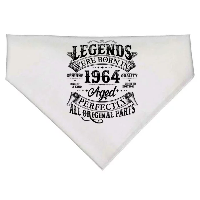 Vintage Scroll Legends Were Born In 1964 Aged Perfectly 60th Birthday USA-Made Doggie Bandana