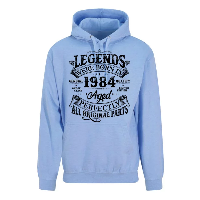 Vintage Scroll Legends Were Born In 1984 Aged Perfectly 40th Birthday Unisex Surf Hoodie