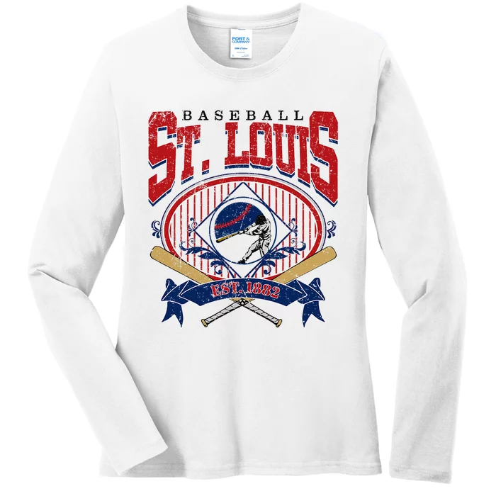 Vintage St Louis Baseball  Baseball Love Ladies Long Sleeve Shirt