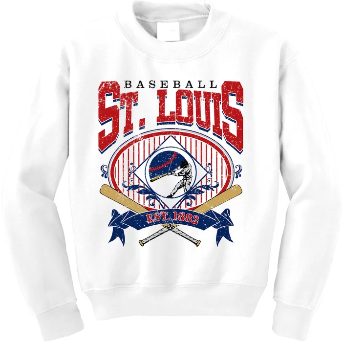 Vintage St Louis Baseball  Baseball Love Kids Sweatshirt