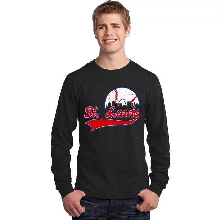 Vintage St. Louis City Downtown Skylines Baseball Fans Lover Tall Long Sleeve T-Shirt