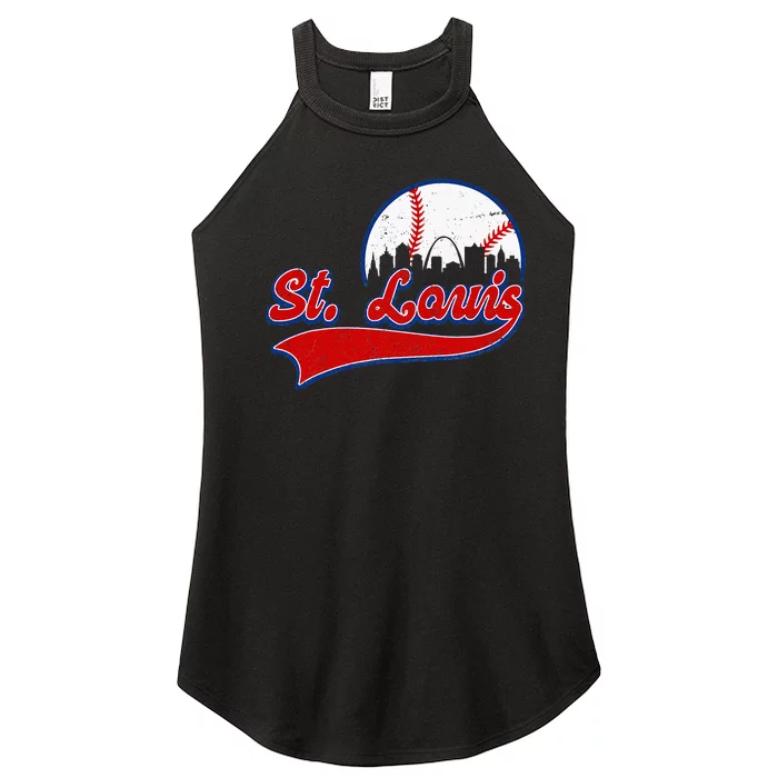 Vintage St. Louis City Downtown Skylines Baseball Fans Lover Women’s Perfect Tri Rocker Tank