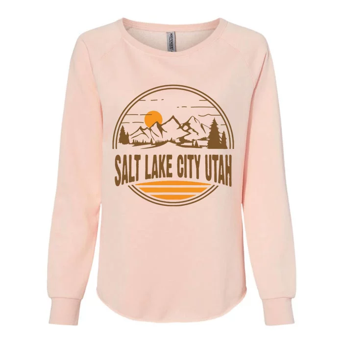 Vintage Salt Lake City Utah Mountain Hiking Souvenir Print Womens California Wash Sweatshirt