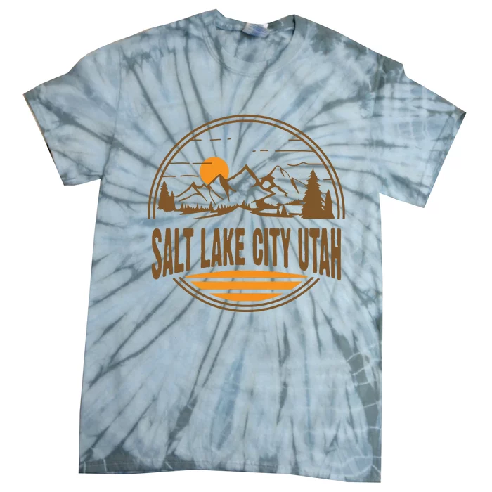 Vintage Salt Lake City Utah Mountain Hiking Souvenir Print Tie-Dye T-Shirt