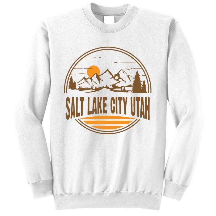 Vintage Salt Lake City Utah Mountain Hiking Souvenir Print Sweatshirt