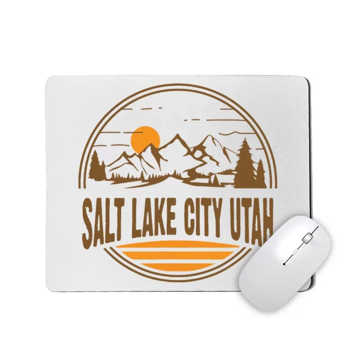 Vintage Salt Lake City Utah Mountain Hiking Souvenir Print Mousepad