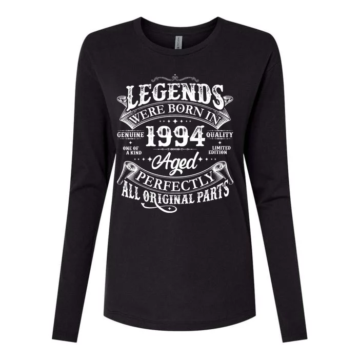 Vintage Scroll Legends Were Born In 1994 Aged Perfectly 30th Birthday Womens Cotton Relaxed Long Sleeve T-Shirt