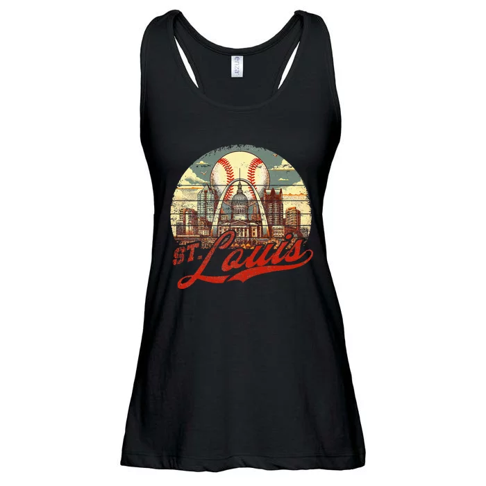 Vintage St. Louis Skyline Baseball Ladies Essential Flowy Tank