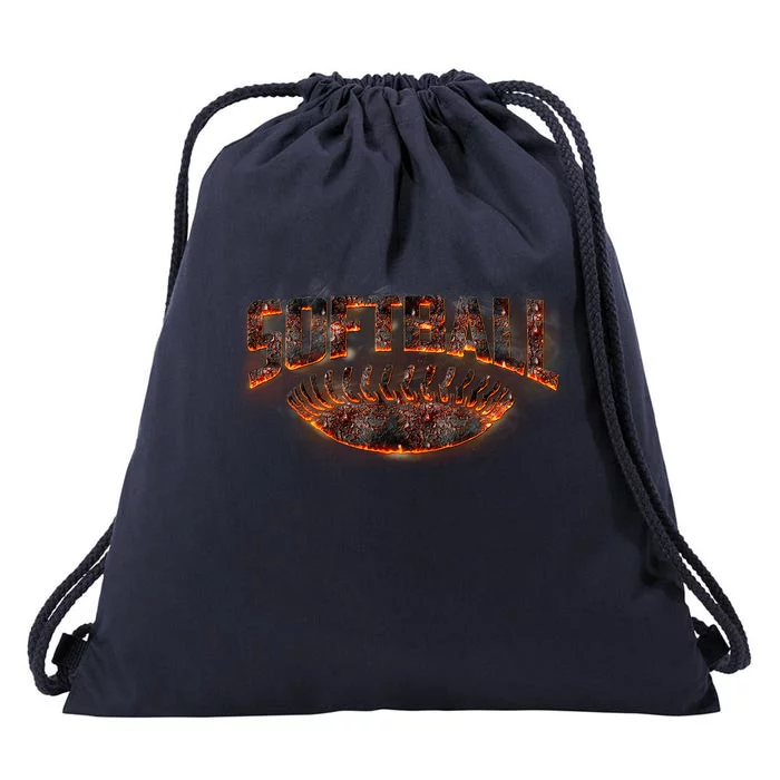 Vintage Softball Logo Drawstring Bag