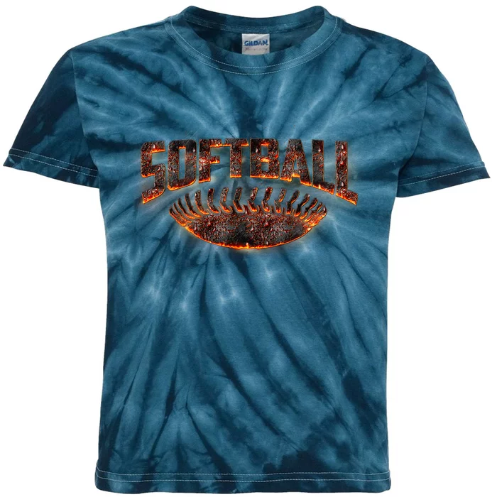 Vintage Softball Logo Kids Tie-Dye T-Shirt