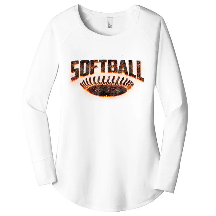 Vintage Softball Logo Women's Perfect Tri Tunic Long Sleeve Shirt