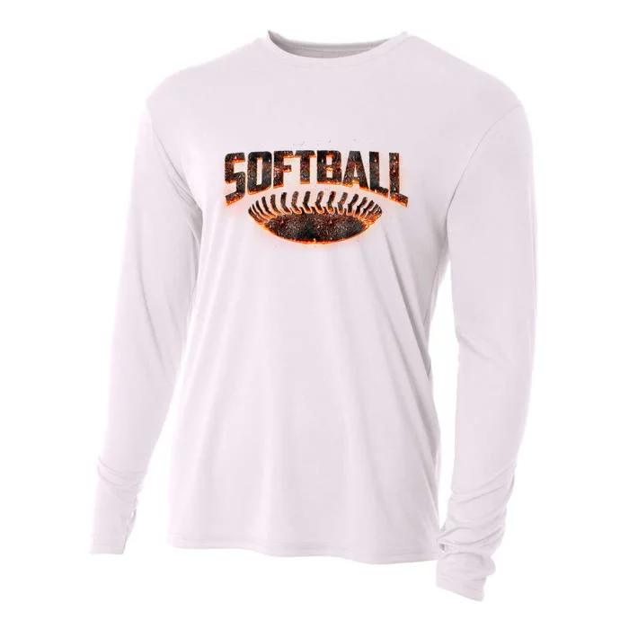 Vintage Softball Logo Cooling Performance Long Sleeve Crew