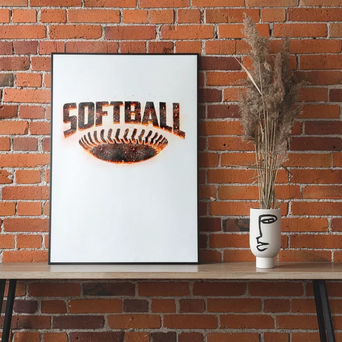 Vintage Softball Logo Poster