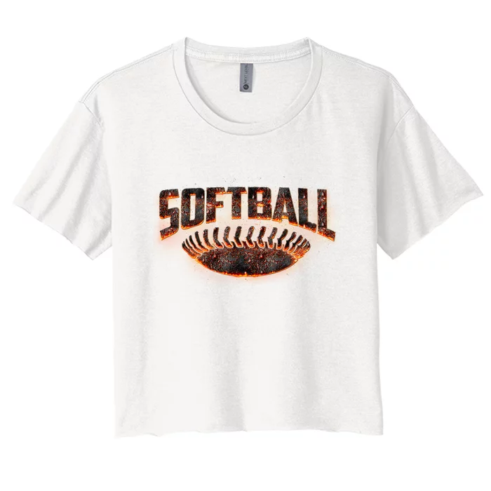 Vintage Softball Logo Women's Crop Top Tee