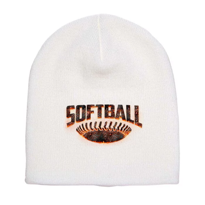 Vintage Softball Logo Short Acrylic Beanie